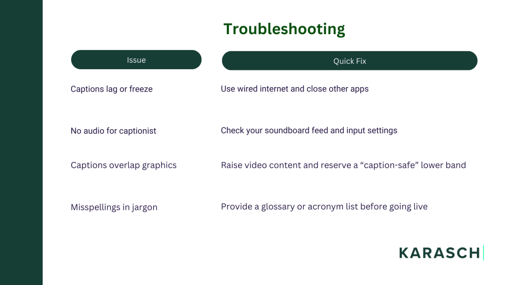 Remote Captioning Troubleshooting